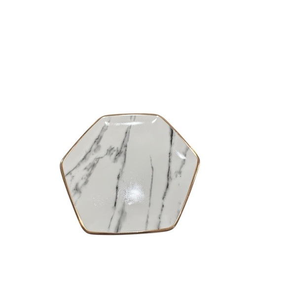Pier 1 Other - Hexagonal Marble Trinket Dish with Gold Trim